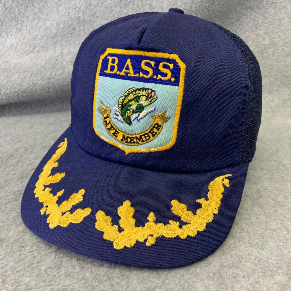 B.A.S.S. Life Member Men Navy AB Emblems Trucker Hat Scrambled Eggs USA OSFM